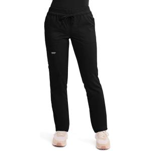 Cherokee Scrubs for Women Mid Rise Tapered Leg Drawstring Pant with 5 Pockets, Cargo Bottom with 2 Way Stretch Fabric- WW105(Black)