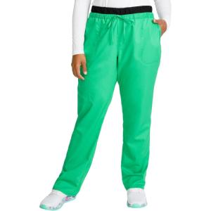 Cherokee Scrubs for Women Mid Rise Tapered Leg Drawstring Pant with 5 Pockets, Cargo Bottom with 2 Way Stretch Fabric- WW105(Sparkling Jade)