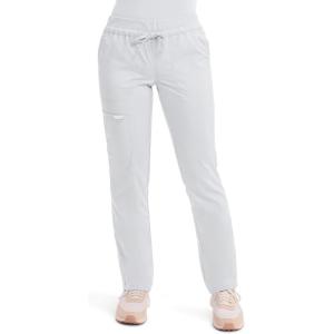 Cherokee Scrubs for Women Mid Rise Tapered Leg Drawstring Pant with 5 Pockets, Cargo Bottom with 2 Way Stretch Fabric- WW105(White)
