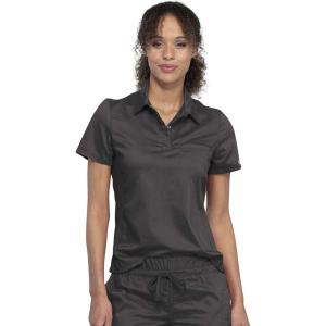 Cherokee Scrubs for Women Polo Top Snap Front Tuckable Scrub Shirt with Chest Pocket, Mesh Panels, Stretch Easy Care – WW698(Pewter)