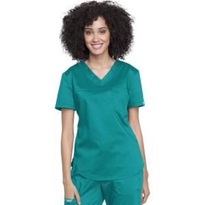 Cherokee Scrubs for Women Tuckable V-Neck O.R. Scrub Top with Chest Pocket,Soft Stretch,Easy Care Medical Uniform – WW657(Teal Blue)