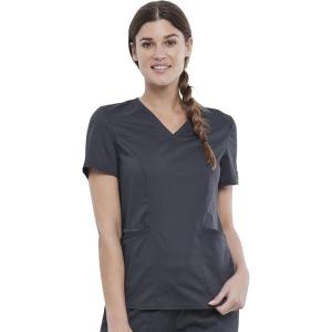 Cherokee Scrubs for Women V-Neck Scrub Top with 2 Pockets, Ultra Soft Stretch, Durable Easy Care Medical Uniform – WW612(Pewter)