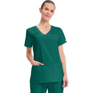Cherokee Scrubs for Women V-Neck Scrub Top with 3 Pockets, Stretchy, Durable, Breathable Easy Care Medical Uniform – 4727(Hunter)