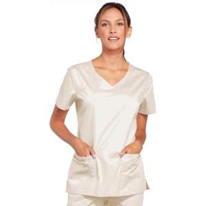 Cherokee Scrubs for Women V-Neck Scrub Top with 3 Pockets, Stretchy, Durable, Breathable Easy Care Medical Uniform – 4727(Khaki)