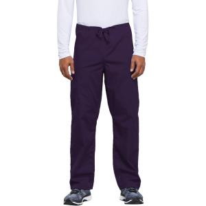 Cherokee Unisex Scrub Pants for Men & Women Drawstring Cargo Medical Uniform Straight Leg Nursing Scrub Bottoms – 4100(Eggplant)
