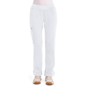 Cherokee Women Scrub Pant with Straight Leg Pull-on Pant Medical Bottom with 4 Pocket & 2-Way Stretch Fabric – WW110(White)
