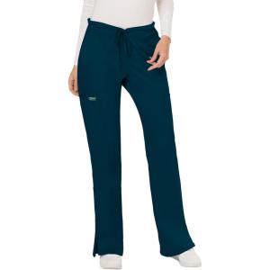 Cherokee Women Scrubs Pant Workwear Revolution Mid Rise Moderate Flare Drawstring WW120(Caribbean Blue)