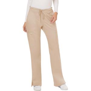 Cherokee Women Scrubs Pant Workwear Revolution Mid Rise Moderate Flare Drawstring WW120(Khaki)