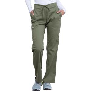 Cherokee Women Scrubs Pant Workwear Revolution Mid Rise Moderate Flare Drawstring WW120(Olive)