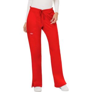 Cherokee Women Scrubs Pant Workwear Revolution Mid Rise Moderate Flare Drawstring WW120(Red)