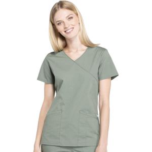 Cherokee Women Scrubs Top Workwear Professionals Mock Wrap WW655(Olive)
