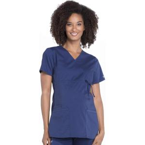 Cherokee Women’s Maternity Scrub Top with 3 Pockets Mock Wrap WW685(Navy)