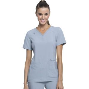 Cherokee Women’s Medical Scrub Top Iflex V-Neck Knit Panel Top – CK605(Grey)