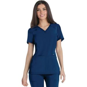 Cherokee Women’s Medical Scrub Top Iflex V-Neck Knit Panel Top – CK605(Navy)