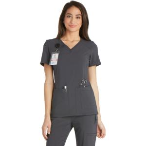 Cherokee Women’s Medical Scrub Top Iflex V-Neck Knit Panel Top – CK605(Pewter)