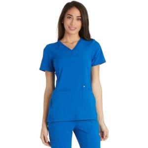 Cherokee Women’s Medical Scrub Top Iflex V-Neck Knit Panel Top – CK605(Royal)