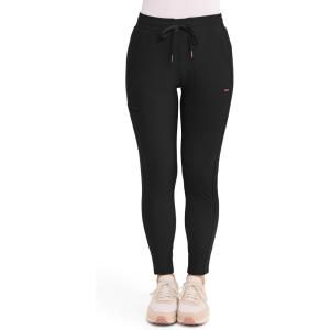 Cherokee Womens Mid Rise Tapered Leg Drawstring Scrub Pants 5 Pocket 360 Stretch Moisture Wicking Easy Care – CK095(Black)