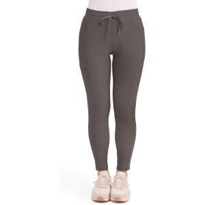 Cherokee Womens Mid Rise Tapered Leg Drawstring Scrub Pants 5 Pocket 360 Stretch Moisture Wicking Easy Care – CK095(Iron)