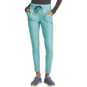 Cherokee Womens Mid Rise Tapered Leg Drawstring Scrub Pants 5 Pocket 360 Stretch Moisture Wicking Easy Care – CK095(Riverbend)