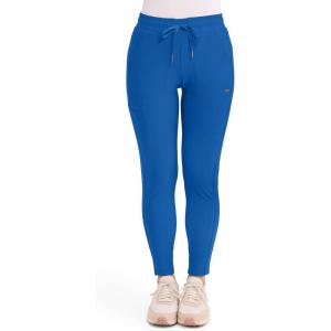 Cherokee Womens Mid Rise Tapered Leg Drawstring Scrub Pants 5 Pocket 360 Stretch Moisture Wicking Easy Care – CK095(Royal)