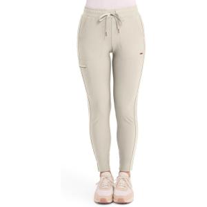 Cherokee Womens Mid Rise Tapered Leg Drawstring Scrub Pants 5 Pocket 360 Stretch Moisture Wicking Easy Care – CK095(Summer Sand)