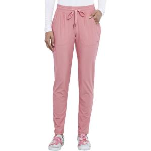 Cherokee Womens Mid Rise Tapered Leg Drawstring Scrub Pants 5 Pocket 360 Stretch Moisture Wicking Easy Care – CK095(Tea Rose)