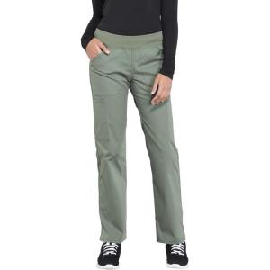 Cherokee Women’s Scrub Pants Mid Rise Straight Leg Pull-on Cargo Pant with 6 Pockets & 2-Way Stretch Fabric – WW170(Olive)