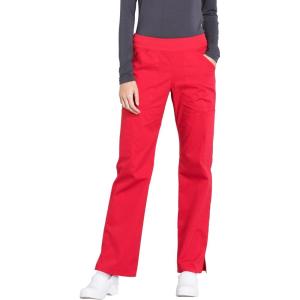 Cherokee Women’s Scrub Pants Mid Rise Straight Leg Pull-on Cargo Pant with 6 Pockets & 2-Way Stretch Fabric – WW170(Red)