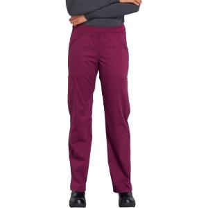 Cherokee Women’s Scrub Pants Mid Rise Straight Leg Pull-on Cargo Pant with 6 Pockets & 2-Way Stretch Fabric – WW170(Wine)