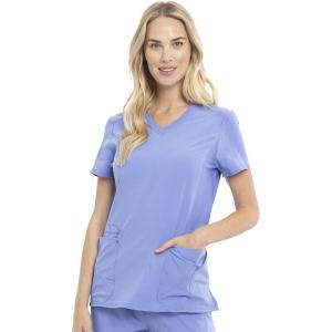 Cherokee Women’s V-Neck Scrub Top, 4 Pockets, with Yokes & Sleeve Insets, Ideal for Medical Professionals CK711(Ciel Blue)