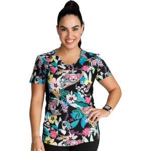 Cherokee iFlex Women Scrubs Top V-Neck Print CK732(Dreamy Jungle)