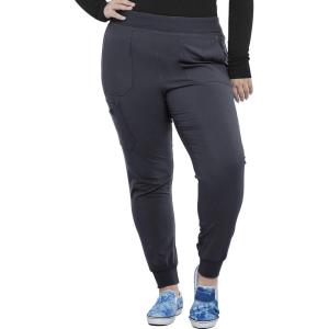 Iflex Jogger Scrubs for Women, Yoga-Inspired Knit Waistband Scrub Pants CK011(Pewter)
