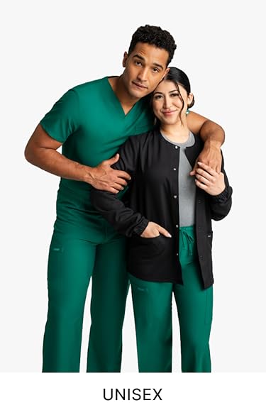 Cherokee men’s and women’s medical gowns, nurse uniform jackets, V-neck, modern classic design.