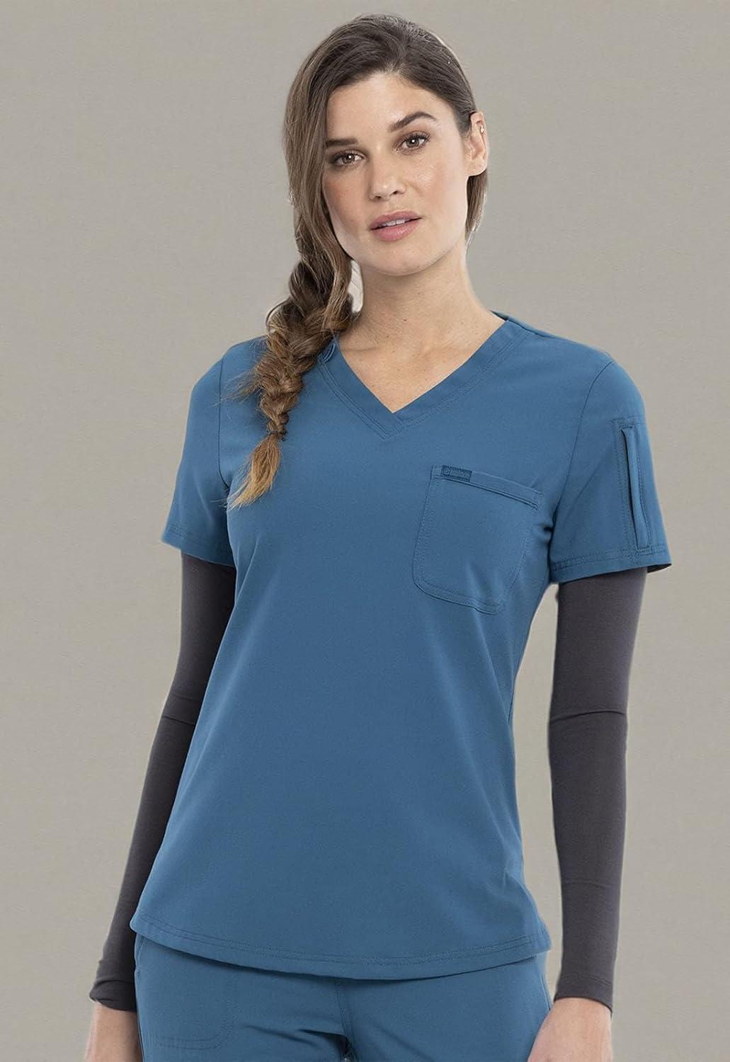 imageCherokee Euphoria Women Scrubs Top Tuckable VNeck CK788ACaribbean Blue