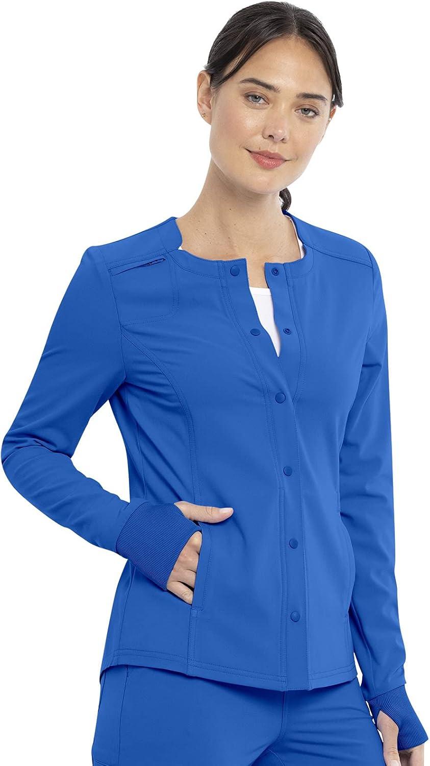 imageCherokee Euphoria Women Warm Up Scrubs Jacket Snap Front CK387ARoyal
