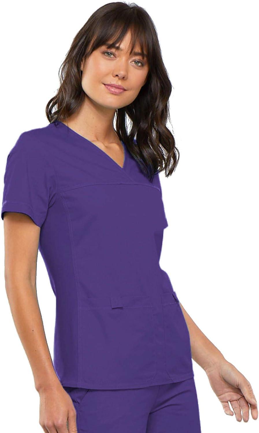 imageCherokee Flexibles Women Scrubs Top VNeck Knit Panel 2968Grape