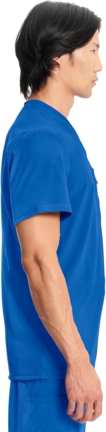 imageCherokee Infinity Mens Tuckable VNeck Scrub Top Modern Fit 2 Pockets Zip Chest Pocket RibKnit 360 Stretch CK910ARoyal