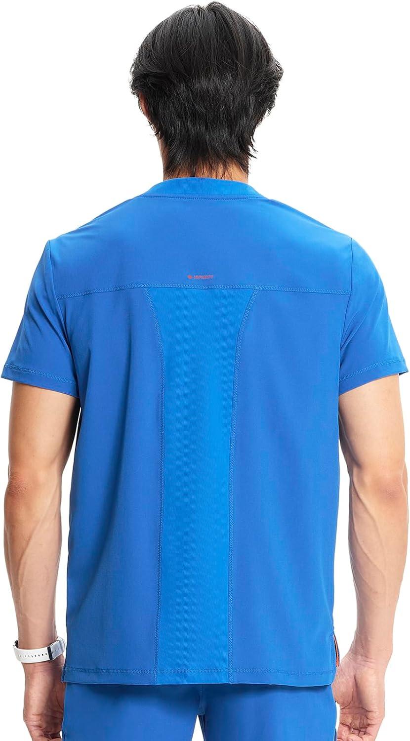imageCherokee Infinity Mens VNeck Scrub Top 1 Zip Chest Pocket RibKnit Neckline Side Vents IN700ARoyal