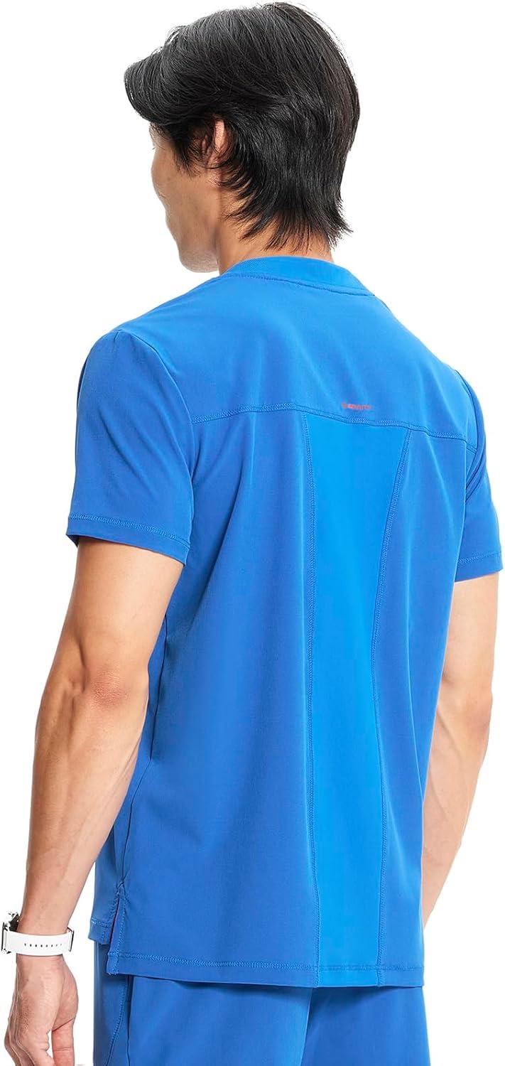 imageCherokee Infinity Mens VNeck Scrub Top 1 Zip Chest Pocket RibKnit Neckline Side Vents IN700ARoyal