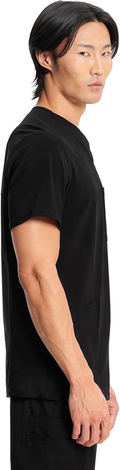 imageCherokee Infinity Mens VNeck Scrub Top Modern Fit 3 Pockets RibKnit Back Panels MoistureWicking 360 Stretch CK900ABlack