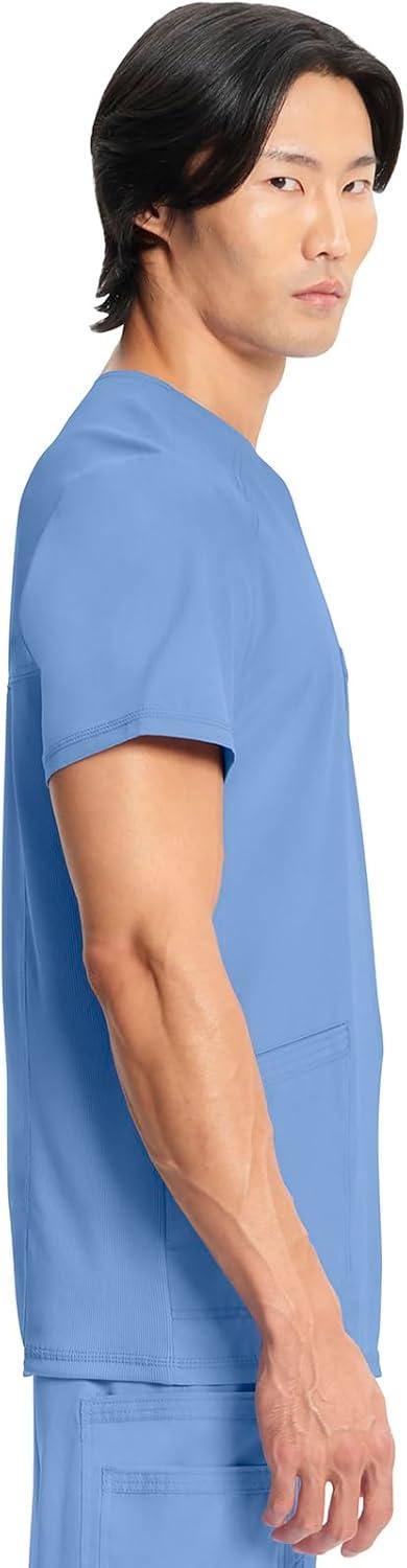 imageCherokee Infinity Mens VNeck Scrub Top Modern Fit 3 Pockets RibKnit Back Panels MoistureWicking 360 Stretch CK900ABlue