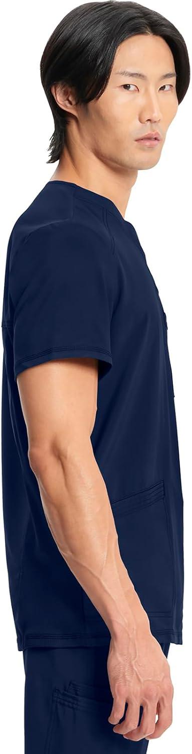 imageCherokee Infinity Mens VNeck Scrub Top Modern Fit 3 Pockets RibKnit Back Panels MoistureWicking 360 Stretch CK900ANavy