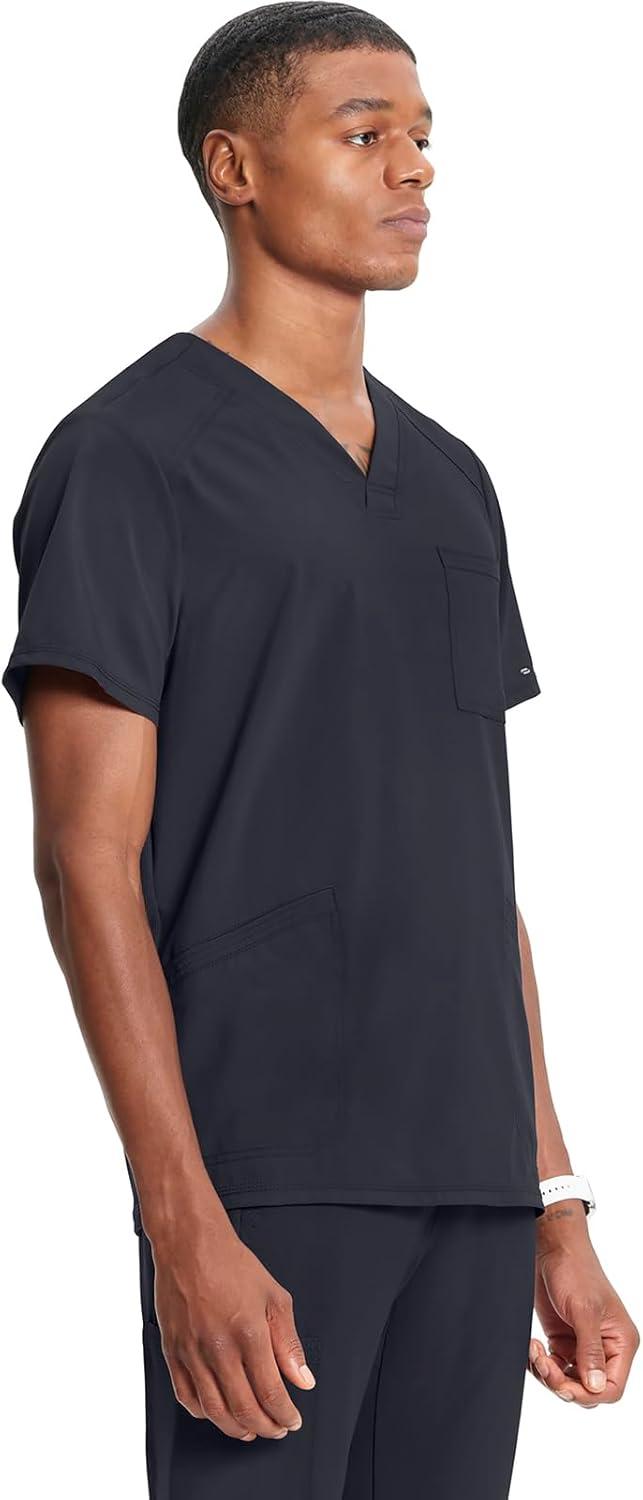 imageCherokee Infinity Mens VNeck Scrub Top Modern Fit 3 Pockets RibKnit Back Panels MoistureWicking 360 Stretch CK900APewter