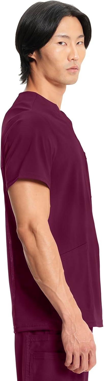 imageCherokee Infinity Mens VNeck Scrub Top Modern Fit 3 Pockets RibKnit Back Panels MoistureWicking 360 Stretch CK900AWine