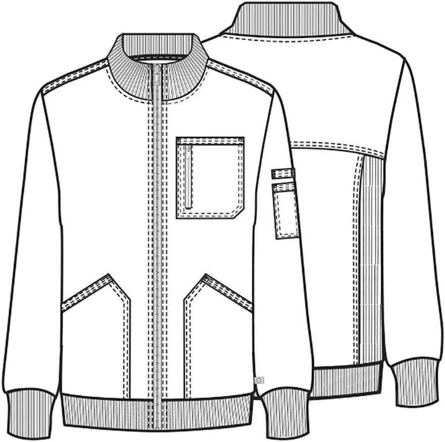 imageCherokee Infinity Mens Zip Front WarmUp Scrub Jacket Modern Fit 5 Pockets RibKnit Panels Moisture Wicking CK305APewter