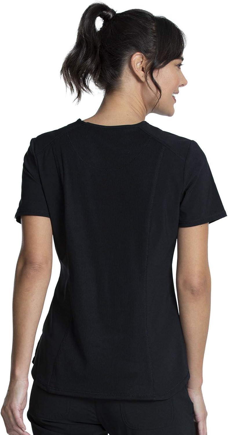 imageCherokee Infinity VNeck Nurse Scrub Top for Women with RibKnit Panel and Tuckable CK687ABlack