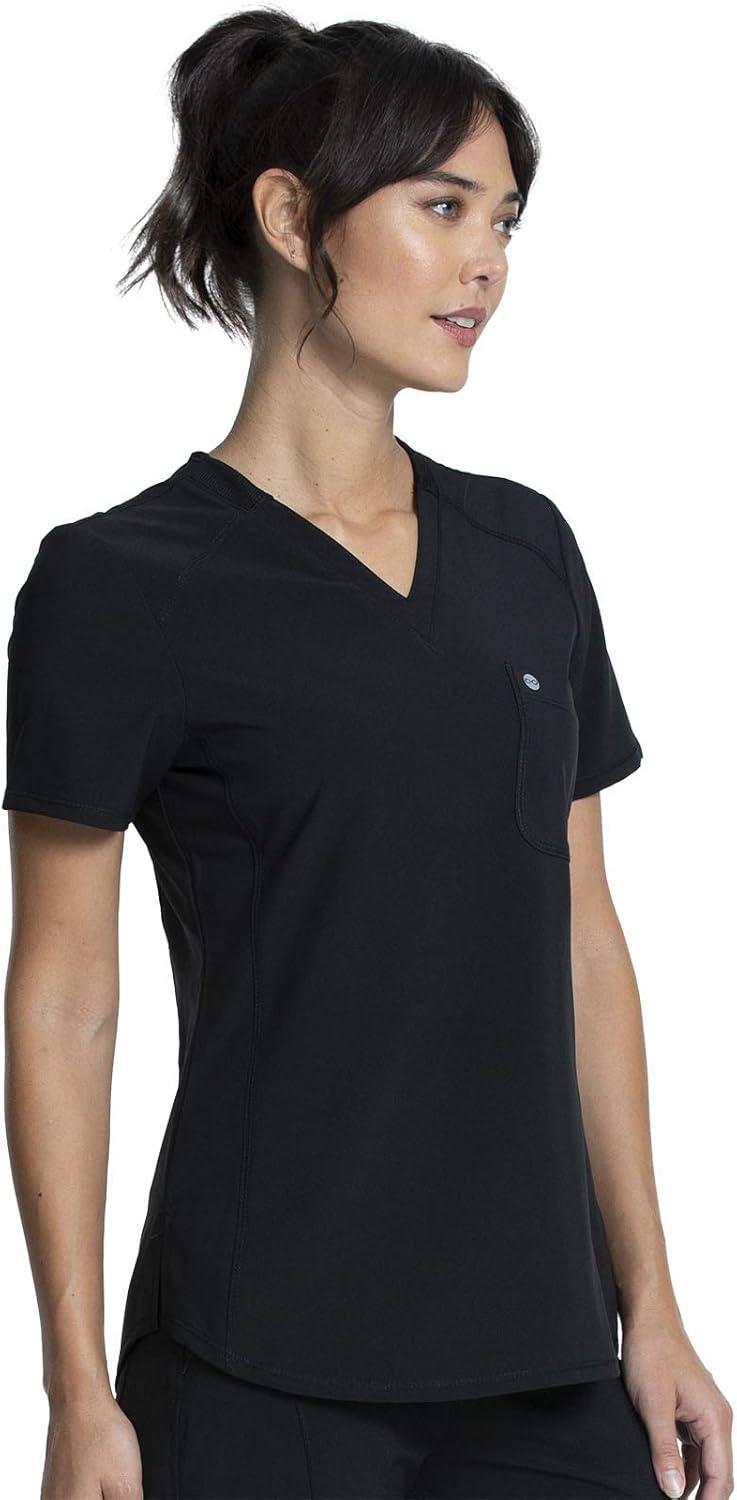 imageCherokee Infinity VNeck Nurse Scrub Top for Women with RibKnit Panel and Tuckable CK687ABlack