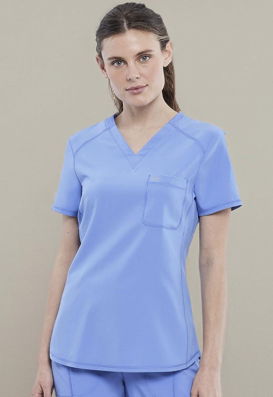 imageCherokee Infinity VNeck Nurse Scrub Top for Women with RibKnit Panel and Tuckable CK687ACiel