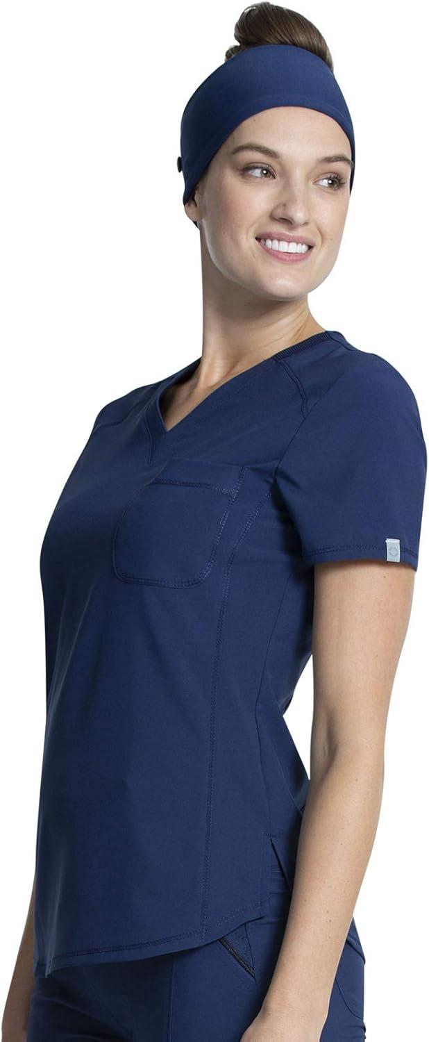 imageCherokee Infinity VNeck Nurse Scrub Top for Women with RibKnit Panel and Tuckable CK687ANavy