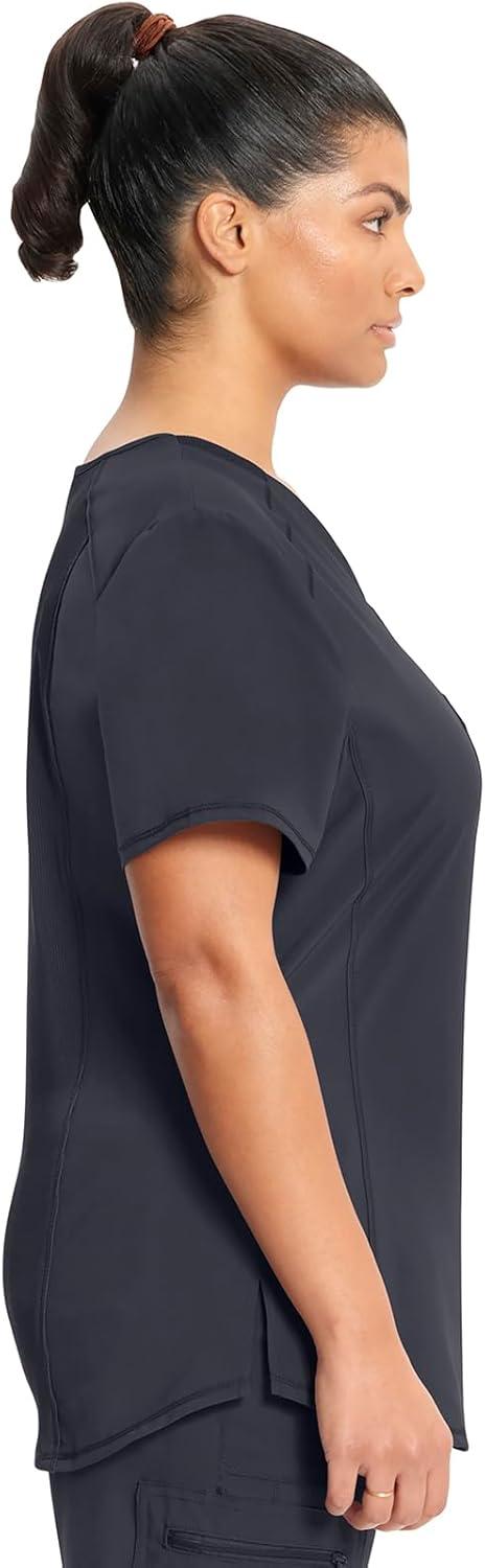 imageCherokee Infinity VNeck Nurse Scrub Top for Women with RibKnit Panel and Tuckable CK687APewter